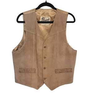 Berman's Light Tan Suede Mens Leather Vest Classic Western Wear Size 44 Large